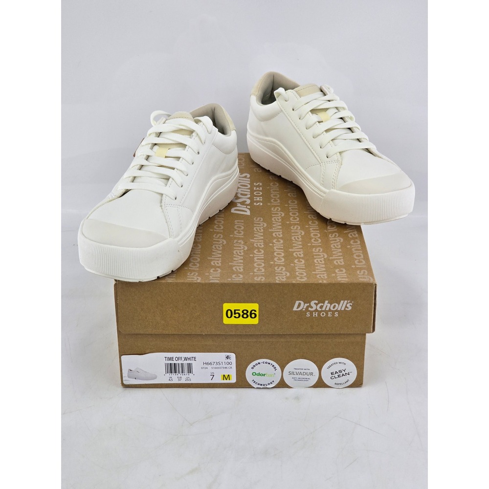 Dr. Scholl's Time Off Sneaker Womens 7 White Platform Lace Up - Excellent